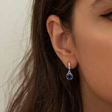 Sterling Silver Hypoallergenic Women's Earrings Cubic Zirconia Diamond Earrings Double Loop Earrings Stylish And Sophisticated Earrings Birthday Gifts - Silver - View 3