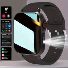 2025款男女通用高清触控智能手表：通话/无线短信/多种运动模式/遥控拍照/健身追踪器，USB充电，LED户外灯，硅胶表带，智能连接