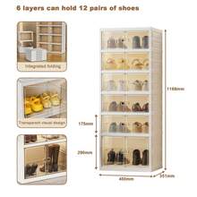 Huisuilinss Foldable Shoe Rack Organizer,Stackable Shoe Cabinet With Clear Doors,Collapsible Shoe Cabinet,Large Plastic Sneaker Cabinet For Hallway Entryway Living Room Closet,Easy Assembly No Tools - 6 capas - Ver 3