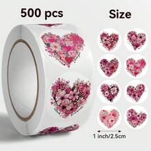 JOERBABU the little kangaroo Bobbie 500pcs/Roll Floral Heart Shaped Stickers, DIY Sticker Gift Decoration First Choice. Happy Valentine's Day, 8-10 Patterns, Suitable For Small Gifts, Cup Decoration, Gift Bag Decoration, Etc. - Multicolor - View 6
