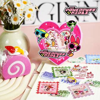 THE POWERPUFF GIRLS 20 piezas Clásico Flor Burbujas Botón Pegatinas, 10 diseños de calcomanías de vinilo para portátiles, carpetas, botellas de agua, mochilas, loncheras, diarios, premio de vuelta a la escuela y premio para el aula