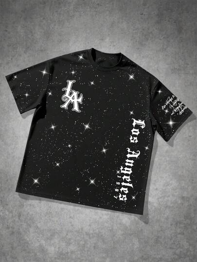 男士耶稣卡通印花T恤 - 返校季服装，男童服装，男士熨烫T恤，闪亮字母印花和亮片细节。黑色圆领T恤，男士黑色箔面圆领休闲短袖T恤，夏季必备，饰有鼓舞人心的宗教艺术图案，适合基督徒的小圆领夏季户外上衣，十字架图案