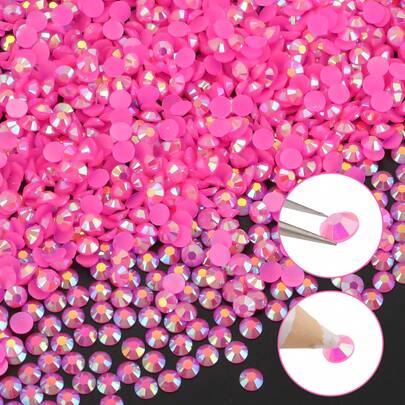 500pcs/1000pcs Resin DIY Jelly Rhinestones Flat Bottom Mini Round Rhinestones Jewelry Craft Decoration Rhinestones For Phone Case, Shoes, Clothing 2mm/3mm/4mm/5mm/6mm