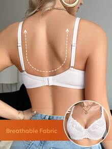 Temptuelle Áo ngực nâng ngực có gọng, họa tiết ren ghép mảnh, jacquard dành cho nữ. - trắng - Xem 5