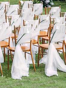 Modern Love Theme Tulle Chair Sash, Wedding Backdrop Decor, Suitable For Weddings And Events - Elegant Hanging Tulle Curtain Drapes For Chair Decor, Backdrop Decor, Arch Decor, Perfect For Engagement, Valentine's Day And Special Occasions