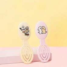 Miniso 1件装可折叠梳子和镜子套装（骨梳款） - 黄色便携式卡通印花化妆刷和梳妆工具 - 黃色 - 查看 8