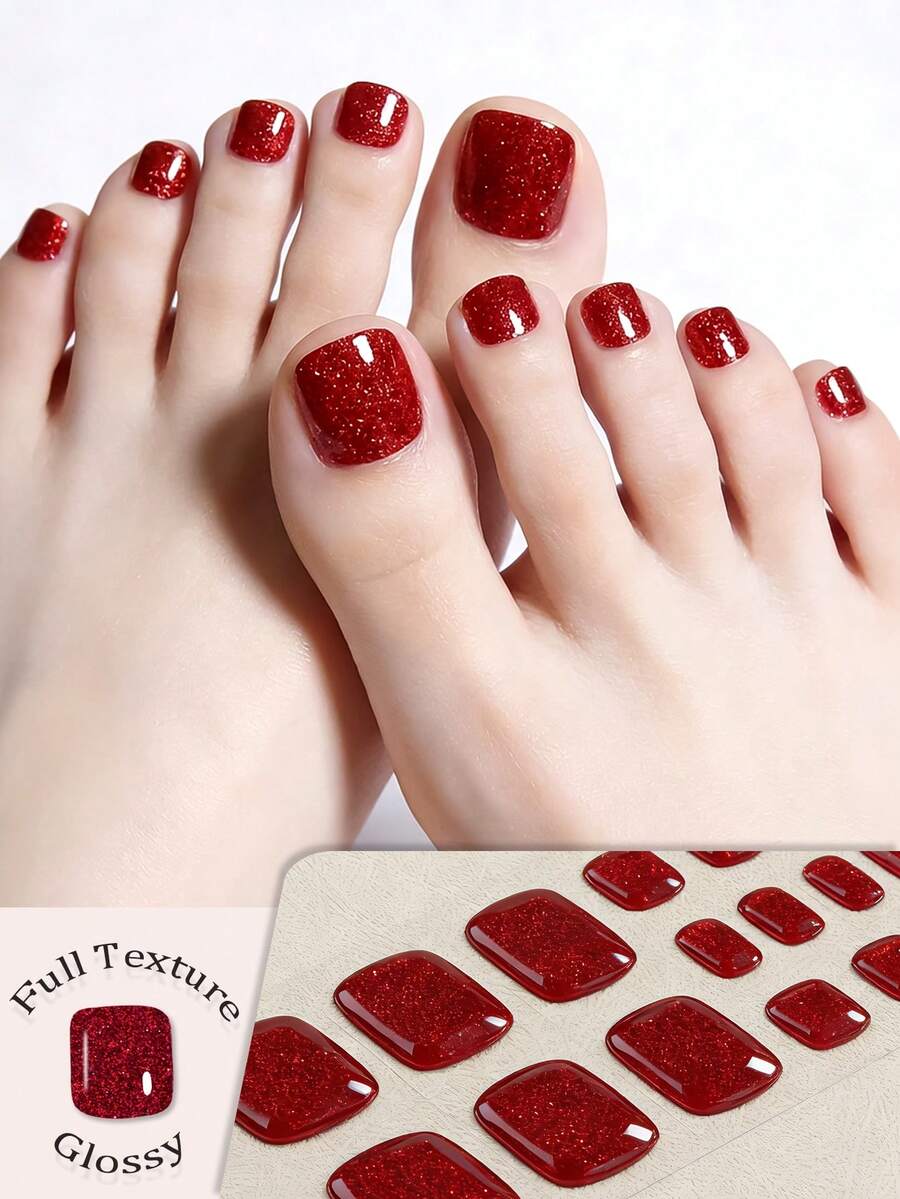 Bộ 26 miếng dán móng tay gel bán khô, màu hồng và đỏ tía trang nhã, nhiều màu sắc trơn và lấp lánh, chất lượng salon, cần đèn UV, dễ dán và gỡ bỏ, phù hợp cho phụ nữ và các bạn gái sử dụng hàng ngày, hẹn hò, dự tiệc, sản phẩm chăm sóc móng tay thời trang.