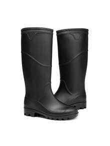 1 Pair Men's Knee-High Fishing/Rain Boots, Versatile Waterproof Boots, Mid-Calf Height, Thick & Durable Rubber Boots - Black - View 11