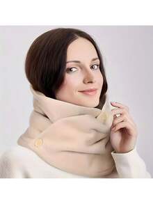 An Upgraded And Thickened Solid Color Snap Button Unisex Scarf - A Must-Have For Winter With A Non Elastic And Soft Design, Suitable For Cycling, Dinners, And Cold Weather. It Features A Fashionable Neck Cover And Exquisite Craftsmanship - An Ideal Holiday Gift - Random - View 4