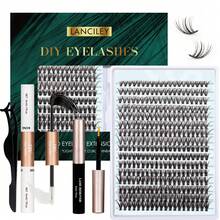 320pcs DIY Eyelash Extension Kit, Includes Eyelash Glue, Sealant, Individual Lash Clusters, Natural & Delicate Lashes, Eyelash Remover, Eyelash Tweezers, False Eyelashes, Eyelash Cluster Set