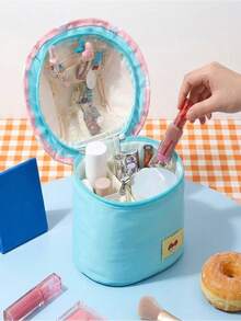 1pc Cartoon Mushroom Cosmetic Bag, Mushroom Pattern, Waterproof & Portable, Featuring Schneider Zipper Design, Minimalist Style, Travel Toiletry Bag, Travel Organizer, Women's Bathroom Storage Bag, Mother's Day Gift, Beach Bag, Beach Essential, Beach Towel Storage Bag, Beach Accessories, Holiday Bag, Women's Gift, Christmas Gift, Valentine's Day Gift - Multicolor - View 5