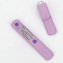 6Pcs/Set Adult Earwax Removal Kit – Stainless Steel Earwax Cleaner Tools With Leather Storage Case | Reusable Ear Cleaning Kit For Home/Travel Use, Available In Yellow/Purple/Pink/Black/Blue - Multicolor - View 9