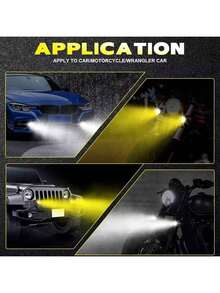2 Pieces Waterproof Dual Color LED Headlights For Motorcycle And Car With Switch - Black - View 7