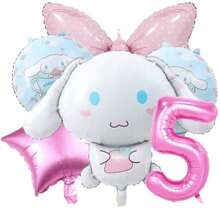 Sanrio 6PCS Sanrio Number Balloon Set Cinnamoroll Cartoon Anime Style Party Number Balloon Big Set Cinnamoroll Suitable For Party Use Cinnamoroll Cartoon Cute Character Surrounding Party Atmosphere Balloon