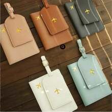 1个定制姓名地图护照夹，便携式通用情侣护照套，男女通用，PU皮革飞机旅行钱包式收纳袋，可装护照、信用卡、登机牌，多用途，大容量，可折叠 - 彩色 - 查看 1