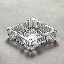 3 piezas de ceniceros de cristal de gran tamaño - Cenicero rectangular resistente y portacigarro, diseño cuadrado elegante, adecuado para el hogar, exteriores, fiestas, bandeja de fumar duradera (cenicero de cristal) - transparente - Ver 7