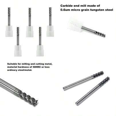 New 5Pcs Carbide End Mills High Speed Cutter 4 Flute D 4mm X L 50mm For Cutting High Hardness 58HRC CNC Milling Hardened Metals