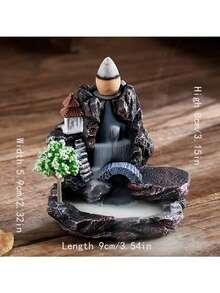 1pc Resin Crafted Waterfall Incense Burner, Reverse Flow Incense Burner, Mountain Tower Incense Holder, Decorative Incense Stand, Room Decor, Dining Table Decor, Creative Home Gift - Multicolor - View 19