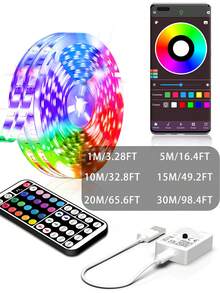 HBOWMDJIA 16Ft-100Ft LED Strip Lights, For Home Decor (2 Rolls, 50ft Each), Comes With 44-Key IR Remote And App Control, Dimmable, RGB Color Changing, Music Sync, Suitable For Bedroom, Holiday, Room Decor, Wall Decor, NEW YEAR, Christmas Gifts - 彩色 - 查看 11