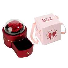 情人节永生玫瑰首饰礼盒（1个），圆形单支玫瑰项链首饰盒，情侣惊喜吊坠盒，含贺卡，浪漫情人节、生日、求婚、婚礼装饰、返校季礼物 - 彩色 - 查看 19