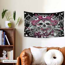 1Pc 2D Flat AtawLege Skull Tapestry With  Skeleton Eyes, Goth Snake,  Flowers, Large Horror Demon Design Halloween Wall Hanging ,Peach Skin,100% Polyester,Single-Sided Printing,Machine Wash,For Living Room, Bedroom,Indoor And Outdoor, Loft, Study, Tea Room, Balcony, Bay Window, Restaurant, Cafe,Fall Decor,Halloween Decorations - Kiểu 1 - Xem 12