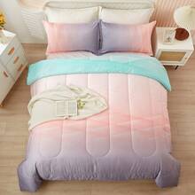 3Pcs Pink Comforter Set Double Queen King Size,Bed In A Bag Green Bedding Sets Botanical Microfiber Comforter Soft Lightweight Bed Set With Pillowcases For Wedding Items,Valentines Day Home Bed Room Decor,Easter Ramadan Gifts,All Season - Hồng - Xem 4