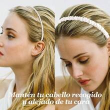Diademas para Mujer, Piezas Diferentes Bandas para el Cabello con Accesorios de Moda, Marrn Anudado Slido, Perlas, Trenzadas - Caqui - Ver 3