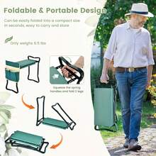 Garden Kneeler And Seat Heavy Duty, Upgraded Widened And Thickened Gardening Stools For Seniors, Foldable Gardening Bench Ergonomic Design, Effective Relief Of Knee And Back Pain, Gift For Gardeners - Green - View 8