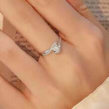 925 Sterling Silver Hollow Twisted 4-Prong Round Engagement Ring, Elegant Daily Wear And Occasions, Valentine's Jewelry - Nhẫn kim cương - Xem 3
