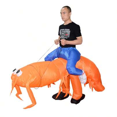 Adult Shrimp-Shaped Inflatable Full Body Leather Riding Suit, Lightweight And Easy To Wear, Suitable For Holiday Parties And Outdoor Entertainment