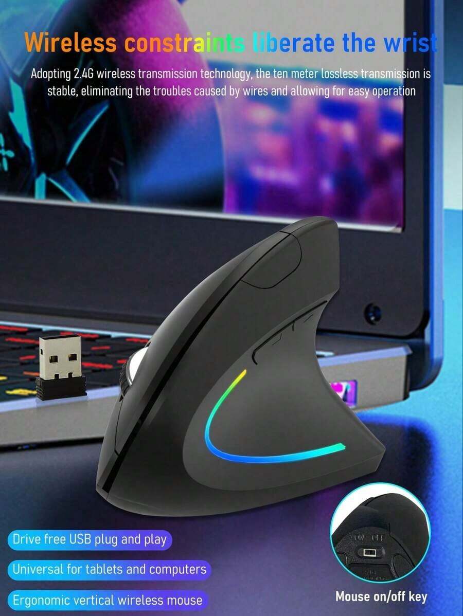 Battery Or Rechargeable Wireless Mouse With Right-Handed Ergonomic Vertical Side Grip Design, Shaped To Fit The Hand Comfortably For Long-Term Use. Features Dual Connection Modes With Bluetooth And USB 2.4G Receiver For Stable Performance And Easy Switching Between Devices. Silent Click Buttons Reduce Noise, Making It Ideal For Office Work, Studying, Home Use And Public Spaces. The Vertical Grip Helps Reduce Wrist Strain And Improve Control, Suitable For Productivity Tasks, Daily Use And Light Gaming. Compatible With Multiple Systems, Portable And Durable, Making It A Practical Wireless Mouse For Work, Gaming And Everyday Computing. - màu đen - Xem 1