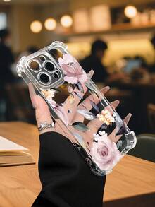 Lujo Ligero Estilo y BellezaFlorales ElegantesFunda de Teléfono Transparente Compatible con 17PROMAX 17PRO 17Air 17 16PROMAX 16PRO 15PROMAX 15PRO y Todos los Modelos Imprescindible para Proteger el Tel - transparente - Ver 4