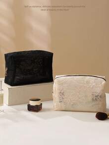 1个多功能优雅蕾丝化妆包，女士大容量便携化妆包，完美收纳化妆品、护肤品、香水、口红、化妆刷等，是梳妆台、旅行和日常使用的理想之选，也是馈赠亲朋好友的绝佳礼物。 - 彩色 - 查看 1