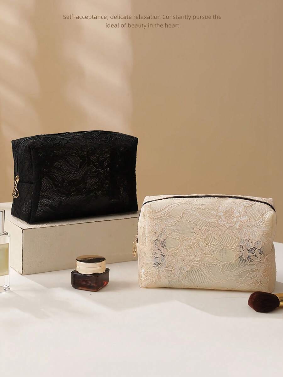 1个多功能优雅蕾丝化妆包，女士大容量便携化妆包，完美收纳化妆品、护肤品、香水、口红、化妆刷等，是梳妆台、旅行和日常使用的理想之选，也是馈赠亲朋好友的绝佳礼物。 - 彩色 - 查看 1