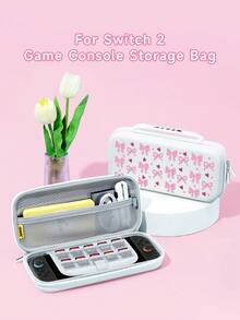1 pièce Étui de protection avec motif nœud rose et cœur, compatible avec Switch/Switch 2, Switch 2 (2025)/Switch OLED/Switch NS/Switch Lite. Comprend un étui de rangement, un support avec fente pour carte, une housse de protection douce et agréable pour la peau. Meilleur cadeau pour les joueurs de Switch - Multicolore - Voir 2