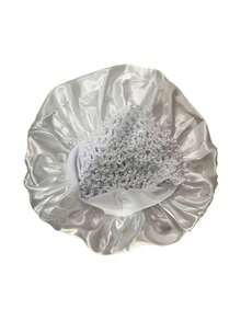 2-In-1 Wide Brim Sleep Cap & Hair Bonnet, Mesh Trim Satin Sleep Hat, Crochet Hair Wrap Cap - Aa - View 11