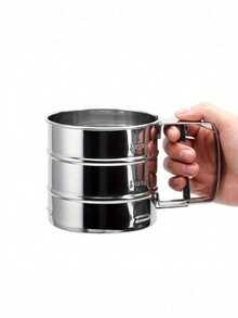 Hand-Held Small Flour Sieve Baking Utensils Stainless Steel Handheld Flour Sieve Cup Powder Sieve - Silver - View 4