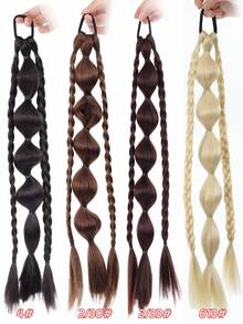 自然新款中国风编织假发，灯笼辫，泡泡辫，长辫，合成马尾假发，适合日常佩戴。 - 彩色 - 查看 2