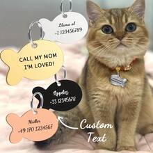 Placa de identificação personalizada em aço inoxidável em formato de gato para animais de estimação. Grave o nome e as informações de contato do seu pet. Acessório estiloso e moderno para pets, ideal para presentear com peças decorativas. Elegante, moderna, colorida, vintage, fofa e exclusiva. Perfeita para aniversários e outras ocasiões especiais. Ideal para coleiras, guias e peitorais personalizados. Conforto e estilo, perfeito para curtir momentos de lazer ao ar livre. Design divertido para pets. - Multicolorido - Ver 8