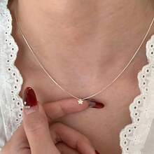 925 Sterling Silver Star Pendant Necklace, Minimalist & Delicate, Fresh & Versatile, Suitable For Casual, Date, Party And More Occasions - Silver - View 6