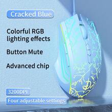 USB Wired Gaming Mouse, Silent And Noiseless, With RGB Breathing Light Effect. It Is Suitable For Gaming And Office Use, Ideal For Gamers. Featuring An Ergonomic Design, It Fits Different Hand Sizes And Is Perfectly Compatible With Desktops, Laptops, Computers And Suitable For Schools. - 裂紋藍 - 查看 7