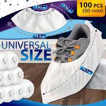 fundas blancas para zapatos desechables paquete de 50 pares u2013 Botines no tejidos para fundas de zapatos, estirables hasta 15. pulgadas, suaves y duraderas, aptas para el hogar, viajes, lugar de - 50 pares de fundas desechables blancas para zapatos - Ver 3