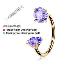 20G/18G 马蹄形鼻环（球形扣），内螺纹宝石，耳软骨穿刺饰品，附带取下工具 - 金色環+抓取具 - 查看 13