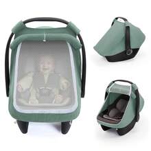 婴儿汽车座椅罩，超大网眼窗，透气棉布，婴儿防风遮阳篷，轻便婴儿汽车座椅遮阳篷，必备婴儿礼物 - 彩色 - 查看 1