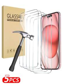 BOLLYMORE 5 Peças Protetor de Tela de Vidro Temperado Anti-Arranhões, Compatível com iPhone 17, 16, 15, 14, 13, 12, 11, XR, XS, X, 7, 8, Anti-Explosão, Anti-Estilhaço, Anti-Arranhões, À Prova d'Água, Película de Vidro Temperado para Smartphone, Essenciais de Proteção de Tela, Aplicável para Proteção Diária, Escritório, Casa, Acessórios de Telefone à Prova de Choques, Anti-Queda, Resistente a Arranhões - 5 peças de vidro - Visão 28