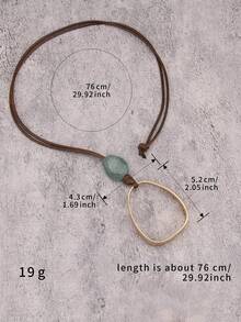 1件独特夸张极简椭圆形合金吊坠项链，男士时尚串珠嘻哈长链，情侣礼物，情人节和圣诞节礼物