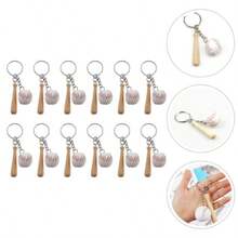Llavero de Beisbol Bate de Madera 12 Piezas Accesorio Decorativo Deportivo para Fiestas Llaveros Colgantes Compactos y Liros Adecuado para Obsequio y Uso Cotidiano - coloressurtidos - Ver 3