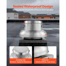 Roof Exhaust Fan, Attic Vent Fan With High-Power Motor, 21 Inch Fan Base Heavy-Duty Aluminum Alloy, Speed Control Adjustable Airflow 500/900 CFM, Compact For Garage,Kitchen,Bathroom, Silver - 21-inch 100-900 CFM - 查看 5