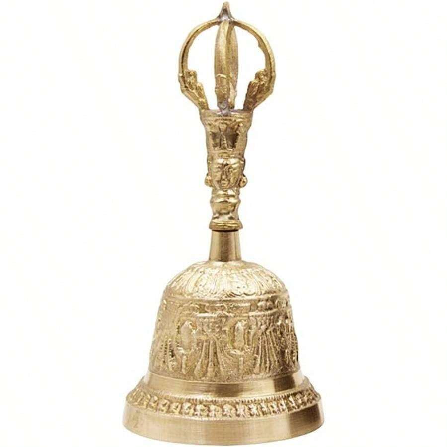 Campana de Meditacin Budista Tibetana Dorje Vajra, Campanas de Oracin Hechas a Mano, Latn para el Templo, Boda en Casa - dorado - Ver 1