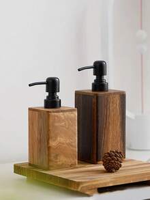 7oz/17oz Refillable Vintage Wooden Soap Dispenser, Solid Wood Frame With Black Pump, For Liquid Hand Soap, Lotion, Dish Soap In Bathroom & Kitchen